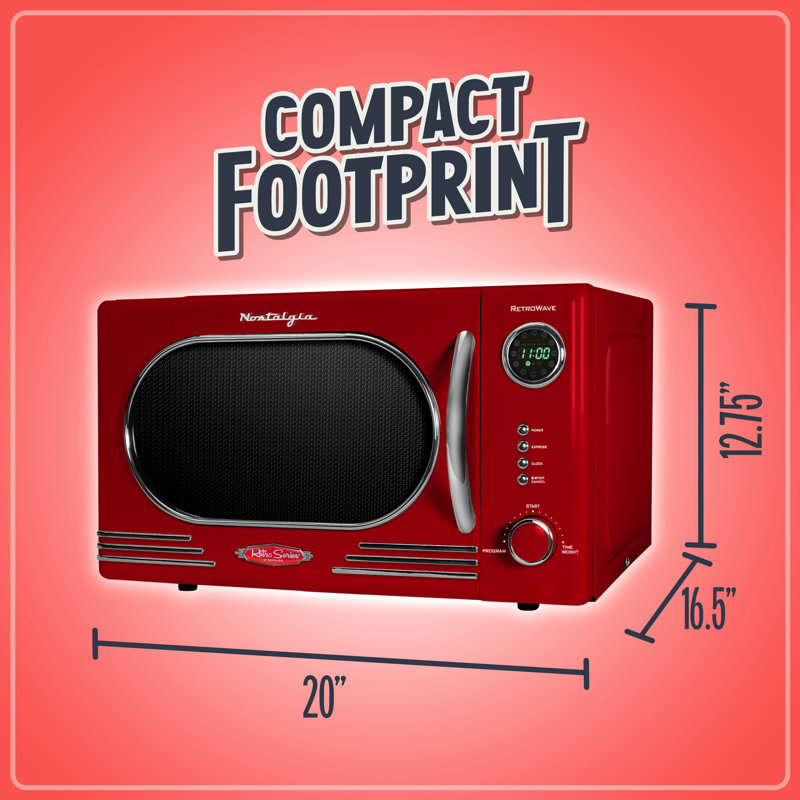 Retro Countertop Microwave 1.1 Cu Ft & 1000 Watt, Red