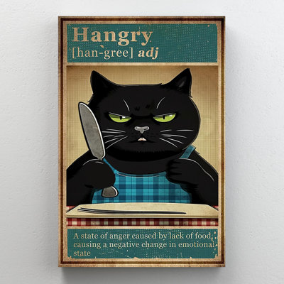 «Black Cat Hangry», impression rectangulaire 1 pièce