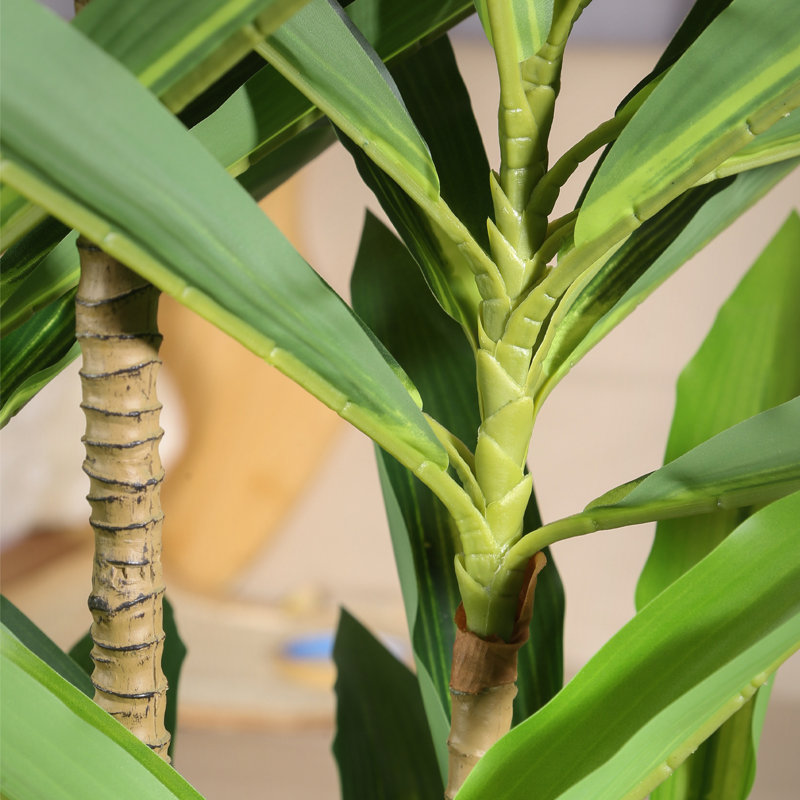 Arbre Dracaena artificiel 47 pouces avec pot de PP blanc gratuit - plante verte pour la décoration intérieure de la maison, du bureau et du salon