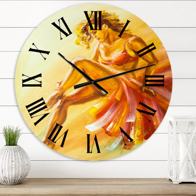 Horloge murale moderne danseuse de flamenco aux couleurs chaudes