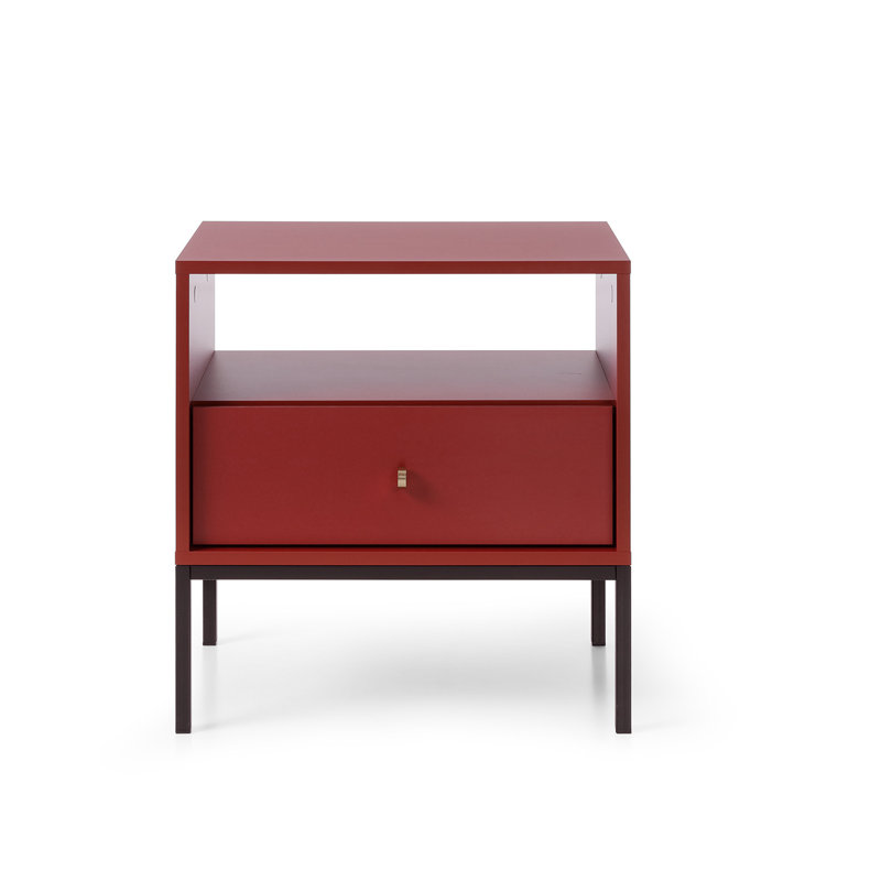 Craigarogan 53.6cm W Plywood / Laminate Board Bedside Table, Red/Brown