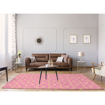 Tapis rose / jaune Circles and Waves
