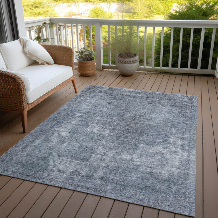 Machine Washable Indoor/Outdoor Claudian ACN1629 Blue