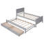 Lit plateforme simple avec lit gigogne et rangement, finition grise - Créez, créez un lit gigogne de taille de chambre à coucher, structure en pin robuste, solution polyvalente-1374502720
