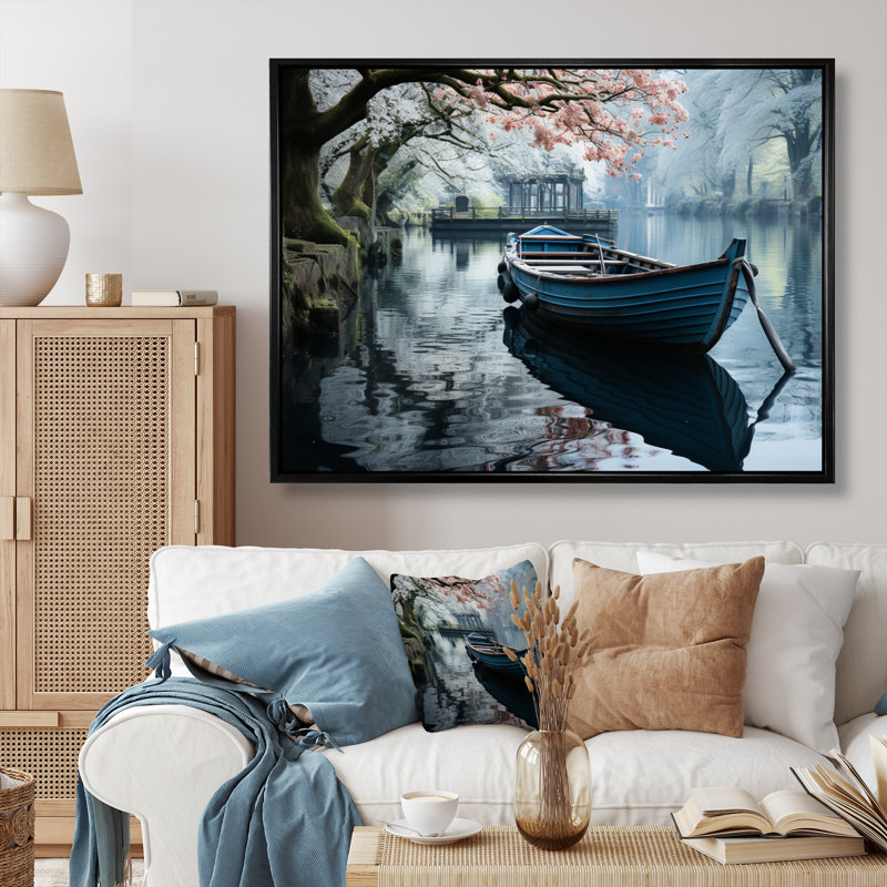 Blia " Germany Canal Tranquillity ", H 24 po x l 32 po x P 1 po, Cadre flottant noir