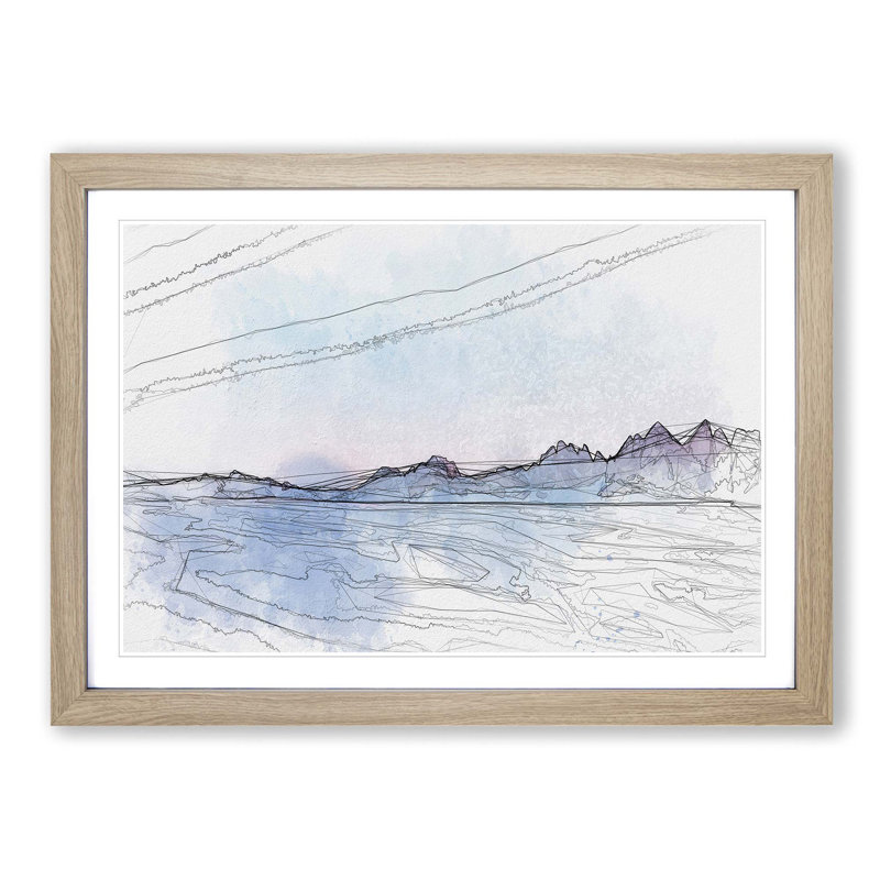 Mountains in Plose Italy in Abstract - Picture Frame Graphic Art Print on MDF, 27cm H x 36cm W x 2cm D, Oak Framed