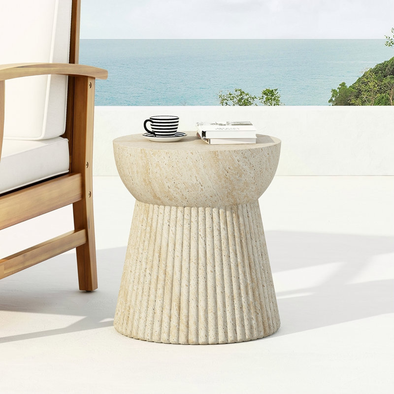 Table d'appoint d'extérieur en béton de travertin