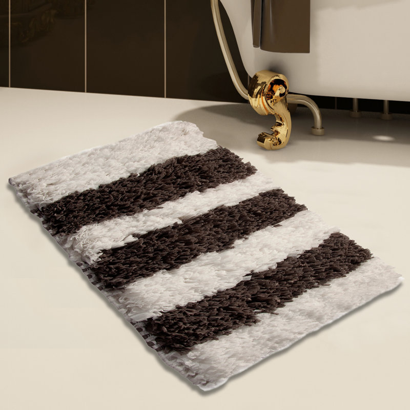 Pulver Non-Slip Bath Rug, 34" x 21", White/Gray