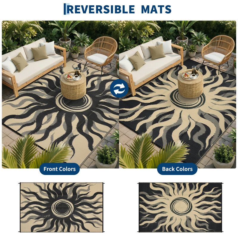 Tapis d'extérieur pour l'extérieur, Noir, Rectangle 9 pi x 12 pi
