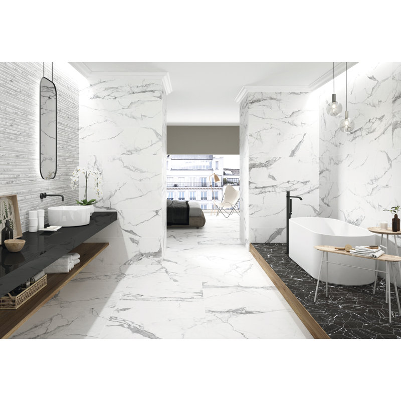 Marquesa Blanc 16 in. x 47 in. Satin Ceramic Wall Tile (15.4 sq. ft./Case)