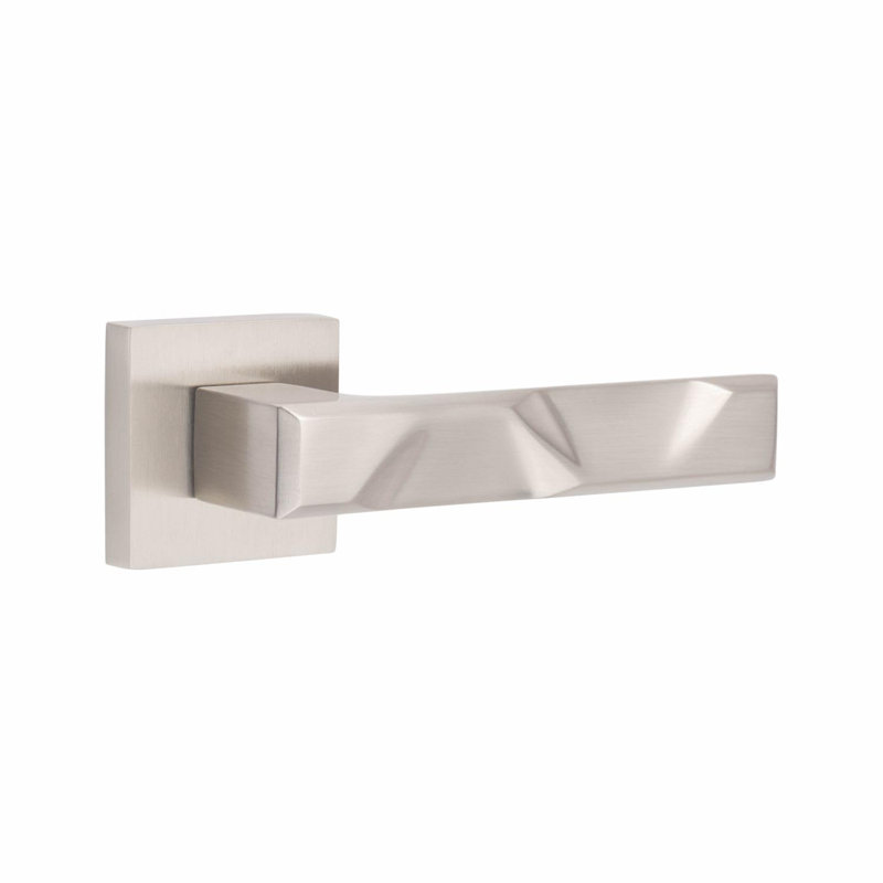 Golden Grace Modern Nova Euro Lock Door Handles in Satin Nickel Finish with 70mm Key and Barrell