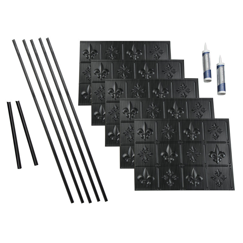 Ensemble de dosseret décoratif en vinyle FASÄDE Fleur de Lis 15 pieds carrés, Onyx brossé