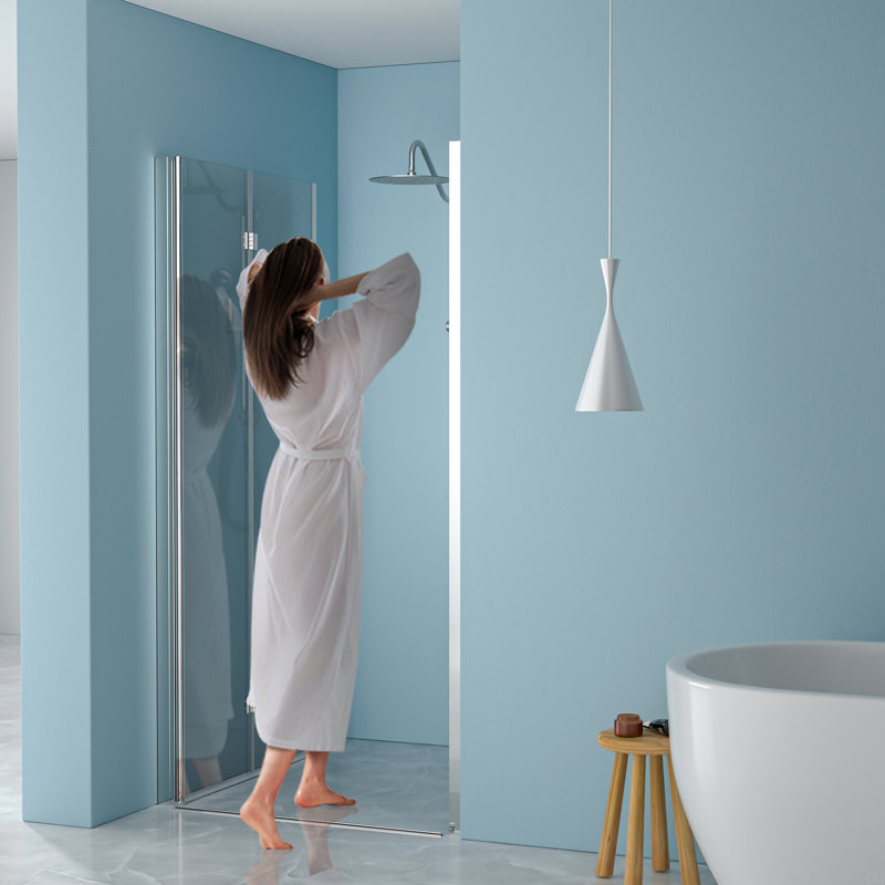 30"W X 72"H Fold Frameless Shower Door With Tempered Glass