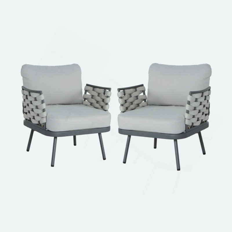 Ensemble de 2 fauteuils club Mariano, Gris, Gris