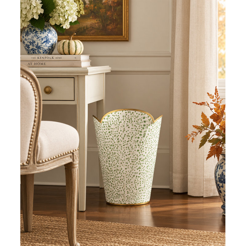 Green Polka Dot Wastepaper Basket