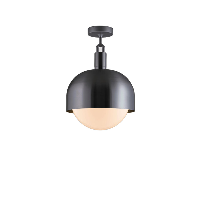 1 - Light Semi Flush Mount, 5.9" H x 9.84" W x 9.84" D, Brass/Opal