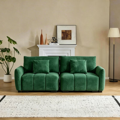 74.2 Gray Boucle American Tufed Club Loveseat
