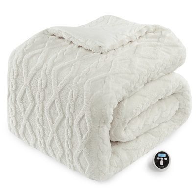 Heated Comforter Blanket with Wireless LCD Controller, Tufted Fast Heating Electric Quilt, 6 Heat Levels & 2-10H Time Settings, UL Certified