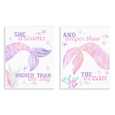 Ensemble de 2 plaques murales Mermaid Dreams Ocean & Sky, design par Kim Allen