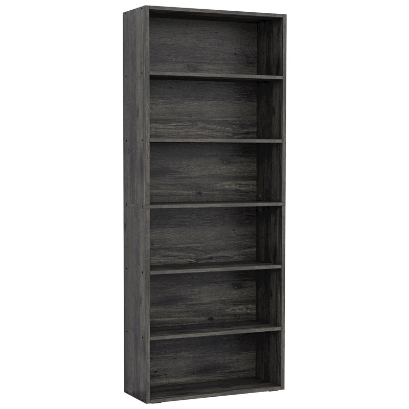70.8" H x 23.8" W Standard Bookcase 6 Tiers Tall with Storage for Living Room, Home Office, Vintage Black