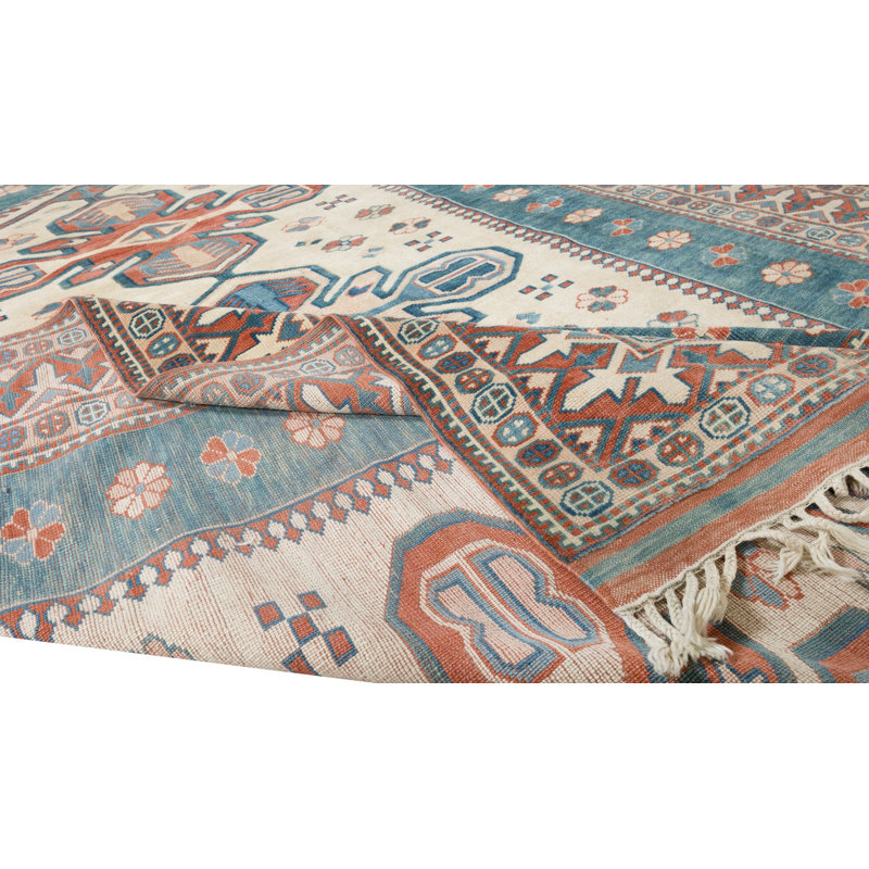 Tapis fait à la main à motif géométrique 100% laine Anatolian