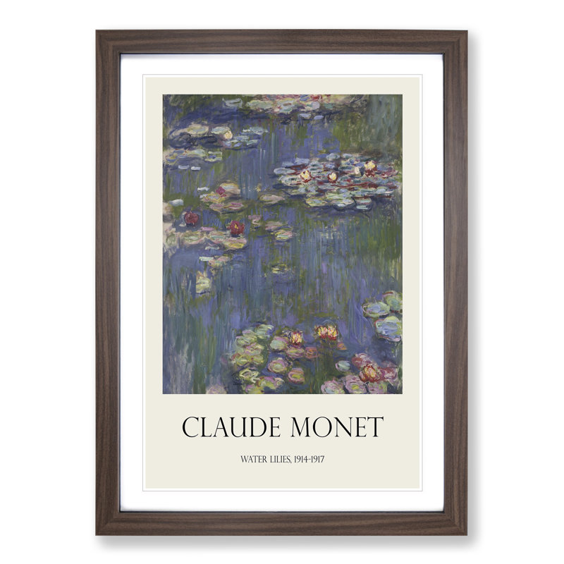 Water Lilies Lily Pond Vol.27 by Claude Monet - Picture Frame Art Prints, 36cm H x 27cm W x 2cm D, Walnut Framed