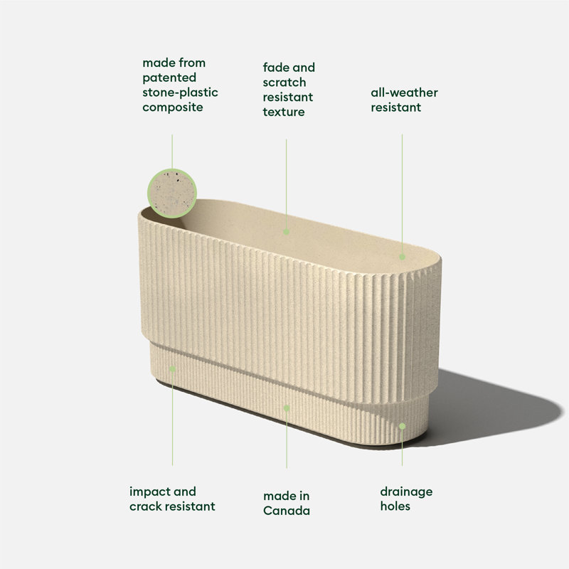 Sand 30" Concrete-Composite Fluted Long Planter