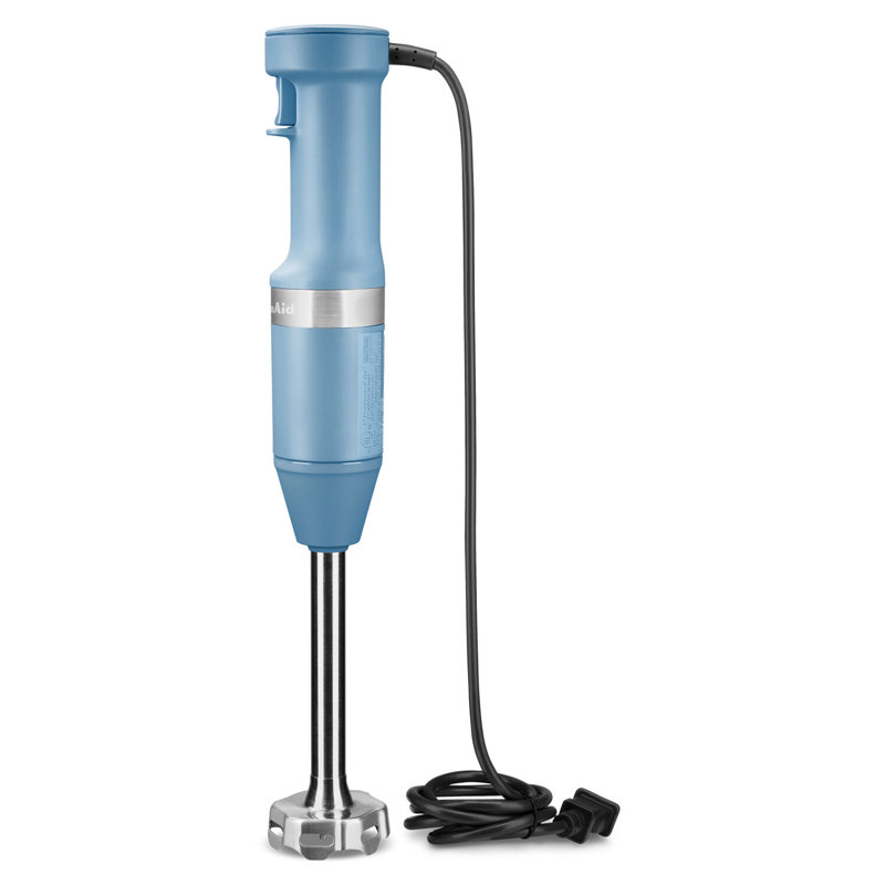 KitchenAid Variable Speed Hand Immersion Blender with 8” Removable Arm, Whisk, Chopper & Blending Jar in Aqua, Blue