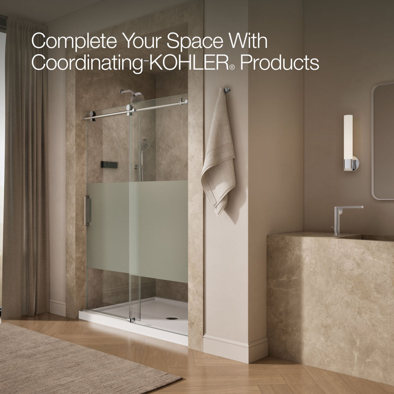 Composed 78 In. Sliding Shower Door With 3/8 In.-Thick Glass, Silver