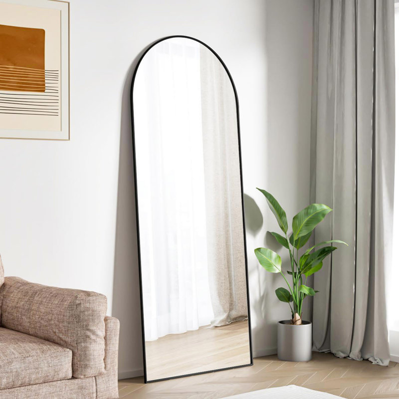 Miroir pleine grandeur en métal, support de salon, miroir de chambre à coucher, 63 po x 20 po, Noir