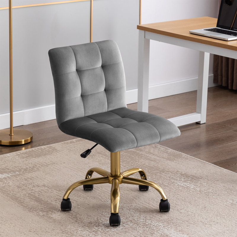 Chaise de travail Udell, Velours gris