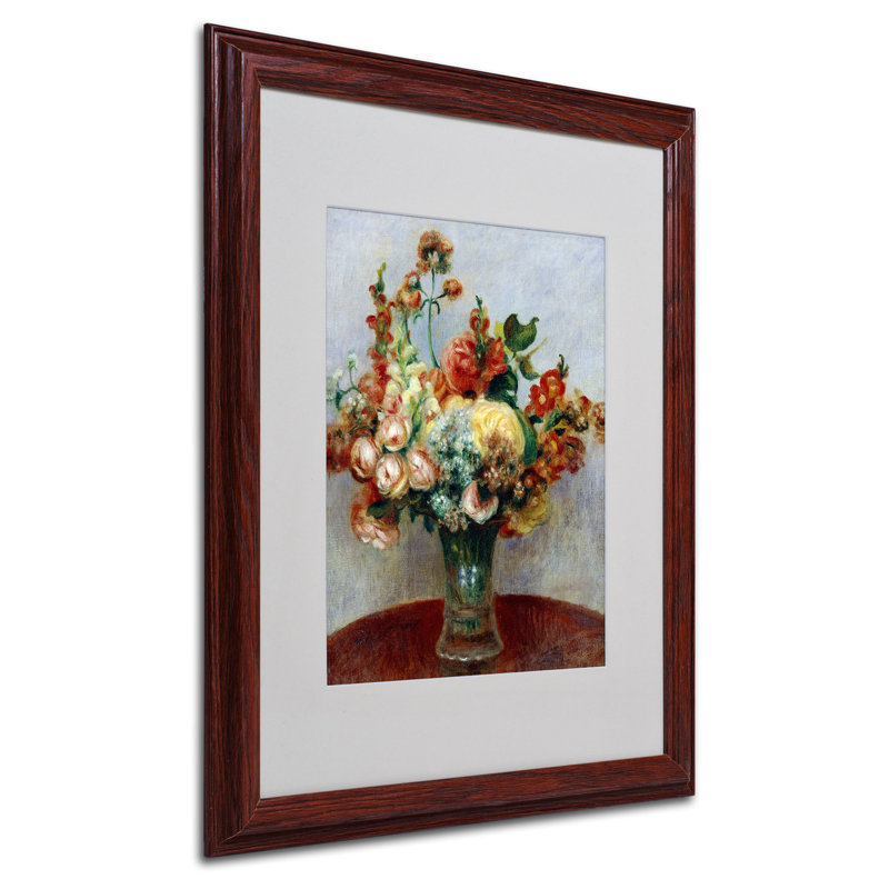 Fleurs par Pierre-Auguste Renoir - reproduction d'art sur toile, H 20 po x l 16 po x P 0,5 po, Brun