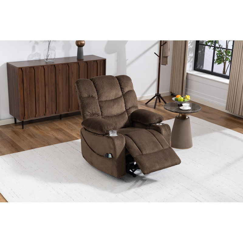 Ultra-Wide Electric Velvet Lounge Chair with Massage Heating, Lift Function & Rotating Recliner for Living Room, Bedroom