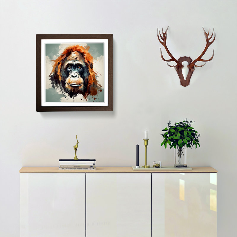 Orangutan Graphic Art - Framed Print, Walnut