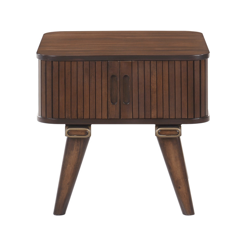 Table de bout avec rangement 1pc et finition noyer