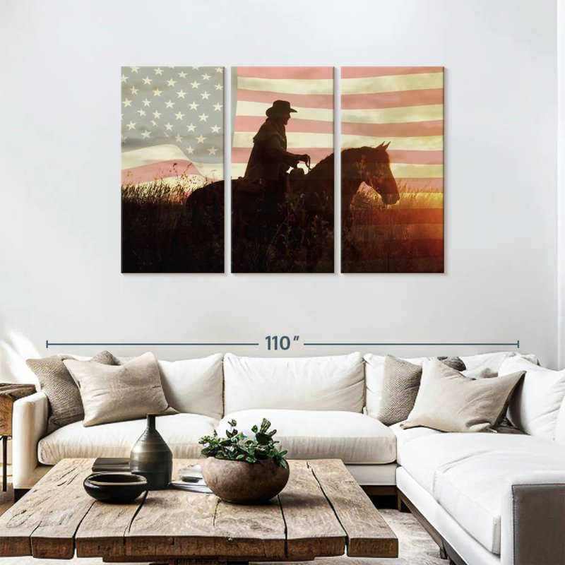 Lelar Cowboy US Flag, 48" H x 74" W