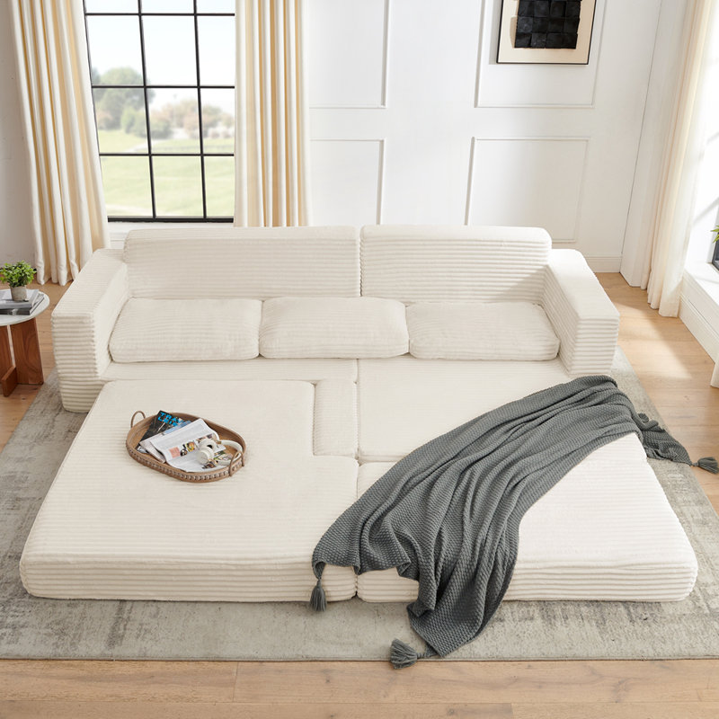 Canapé modulaire en forme de L Boneless, Beige