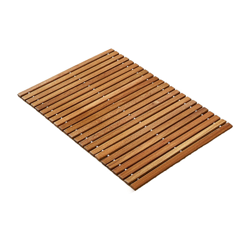 Teak Wood Folding Bath Shower Mat, 15.75" W x 23.62" L