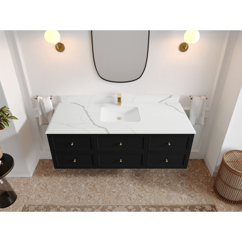 Ensemble de meuble-lavabo simple 60 po Roswell, Calacatta Laza