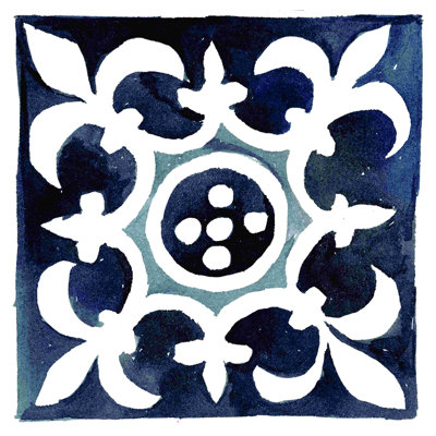 Médaillon peint bleu 1