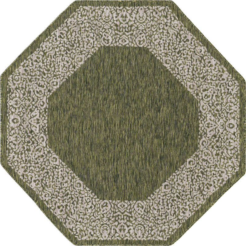 Outdoor Divine Area Rug Forest Color, Octagon 5'3" x 5'3"