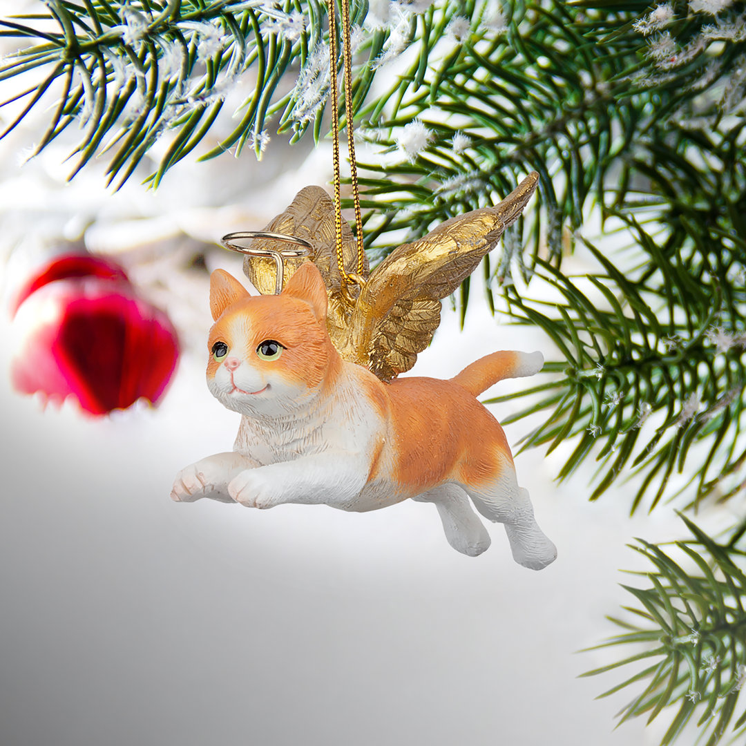 Honor the Feline Orange Tabby Holiday Cat Angel Ornament Design Toscano