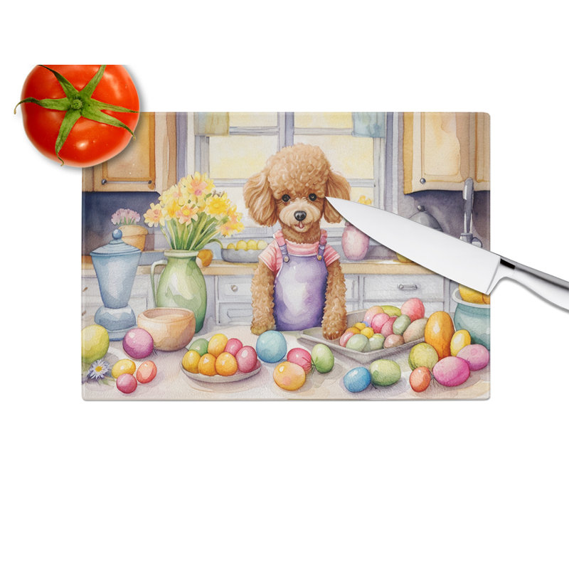 Décoration de planche à découper en verre caniche de Pâques