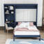 Grand lit escamotable peu encombrant avec bureau intégré et tablettes de rangement-1880874944