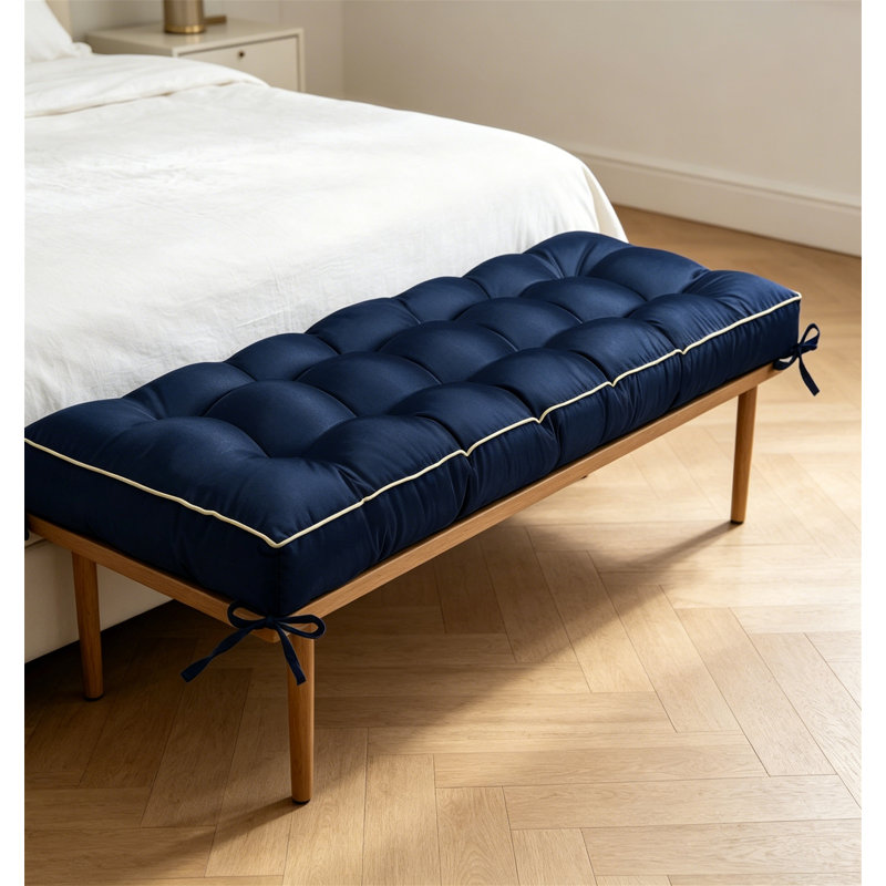 Outdoor Bench Cushion 48"x18"x4" Tufted Patio Seat Pad for Garden Bench Swing, Blue