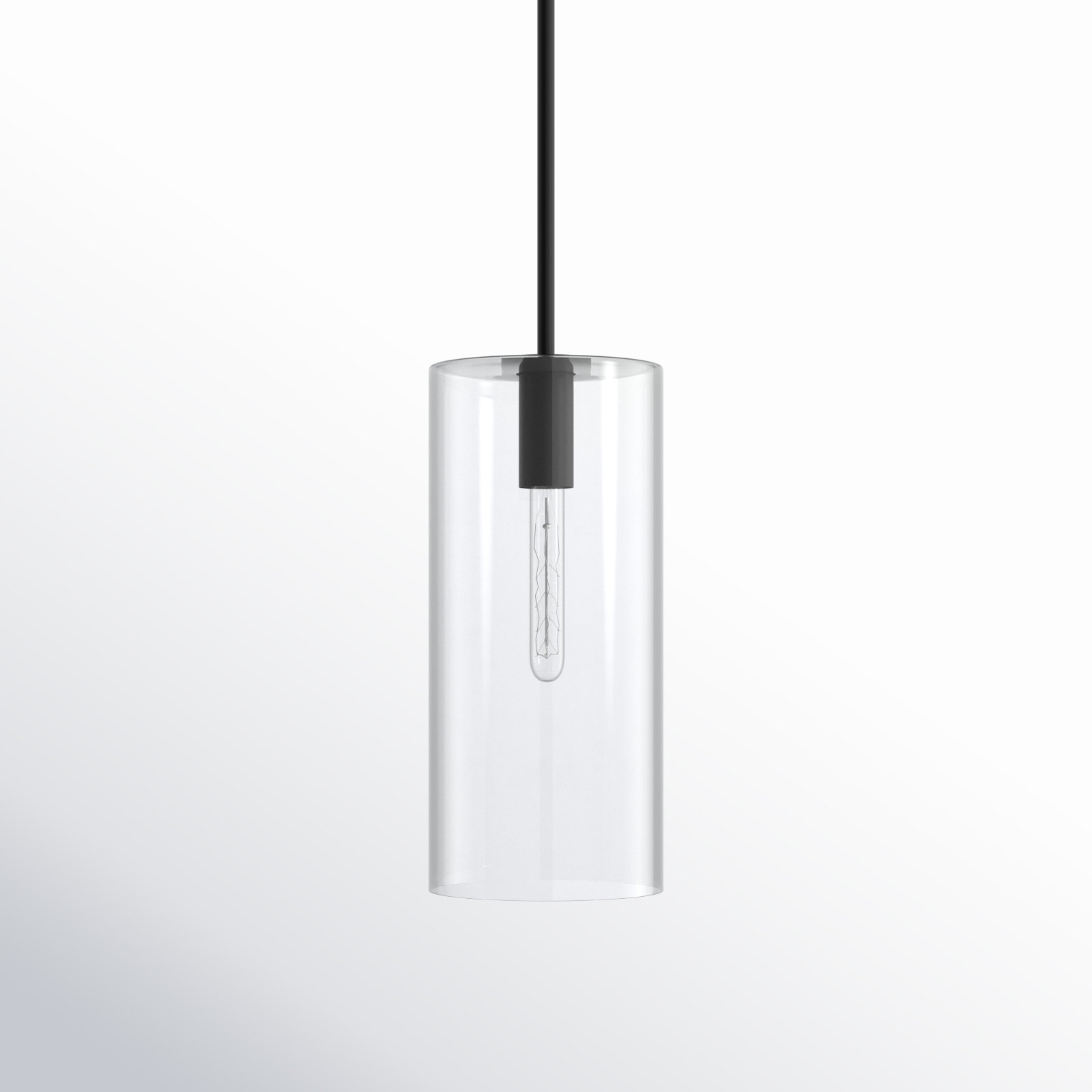 Keaz Single Light Glass Dimmable Pendant, Black