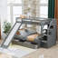 Lit simple superposé au dessus d'un lit double avec tiroirs, rangement et glissade, mobilier de chambre multifonction