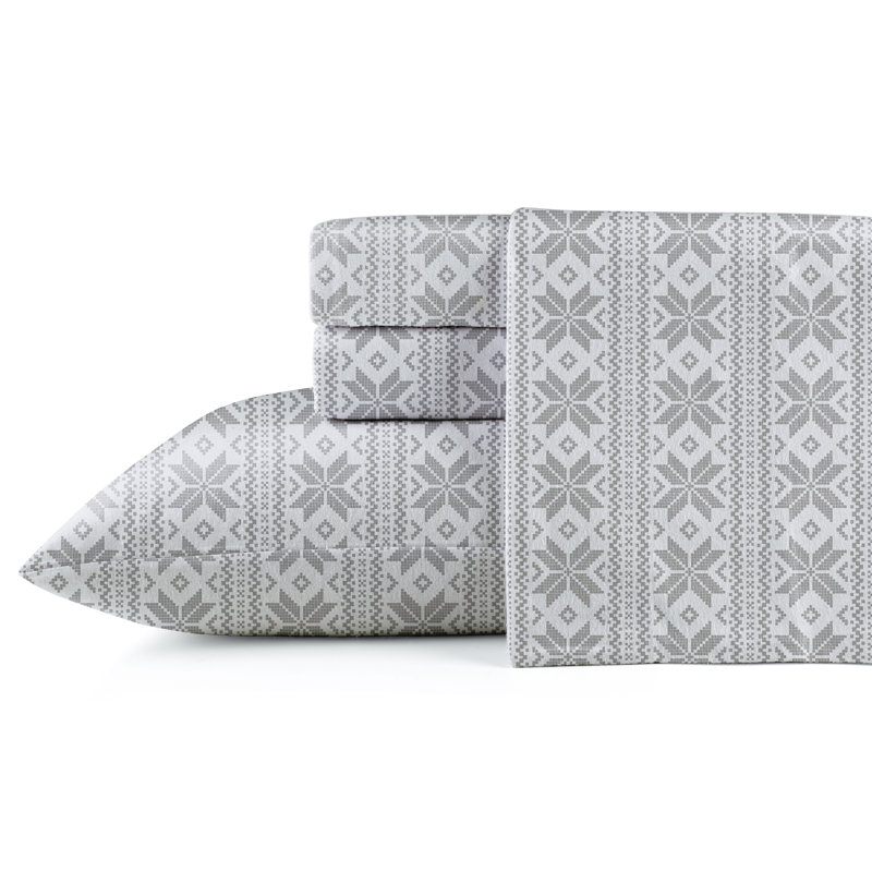 Ensemble de draps 100% coton en flanelle imprimée 175 g / m² Pointehaven, Très grand, FairIsle