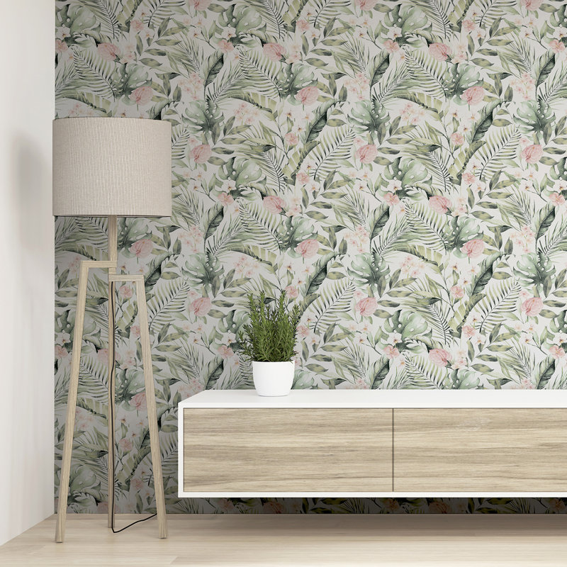Papier peint floral Harrietta, Vert clair