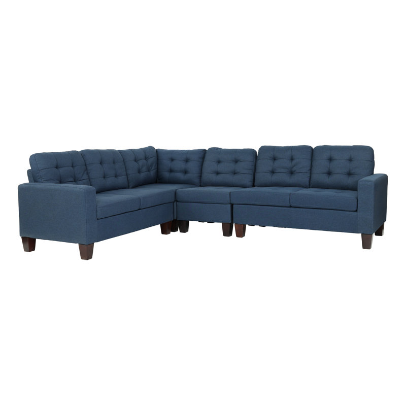 4 -Piece Upholstered Modular Sectional, Navy Fabric